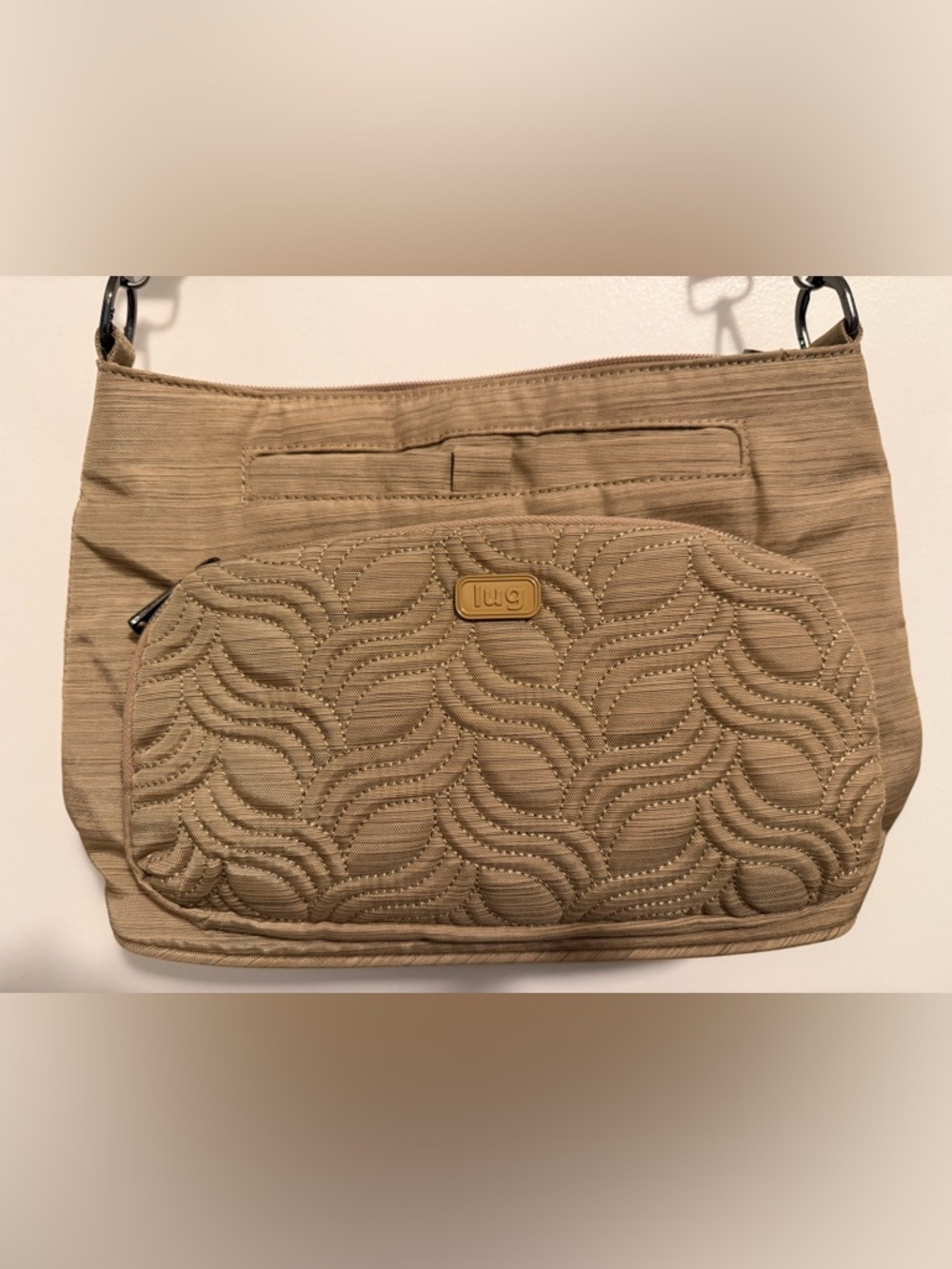 lug Samba Quilted Wave Crossbody Bag in Taupe